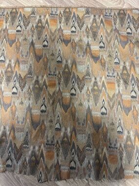 Muted Ikat Upholstery Fabric Panel in Mustard, Taupe & Gray